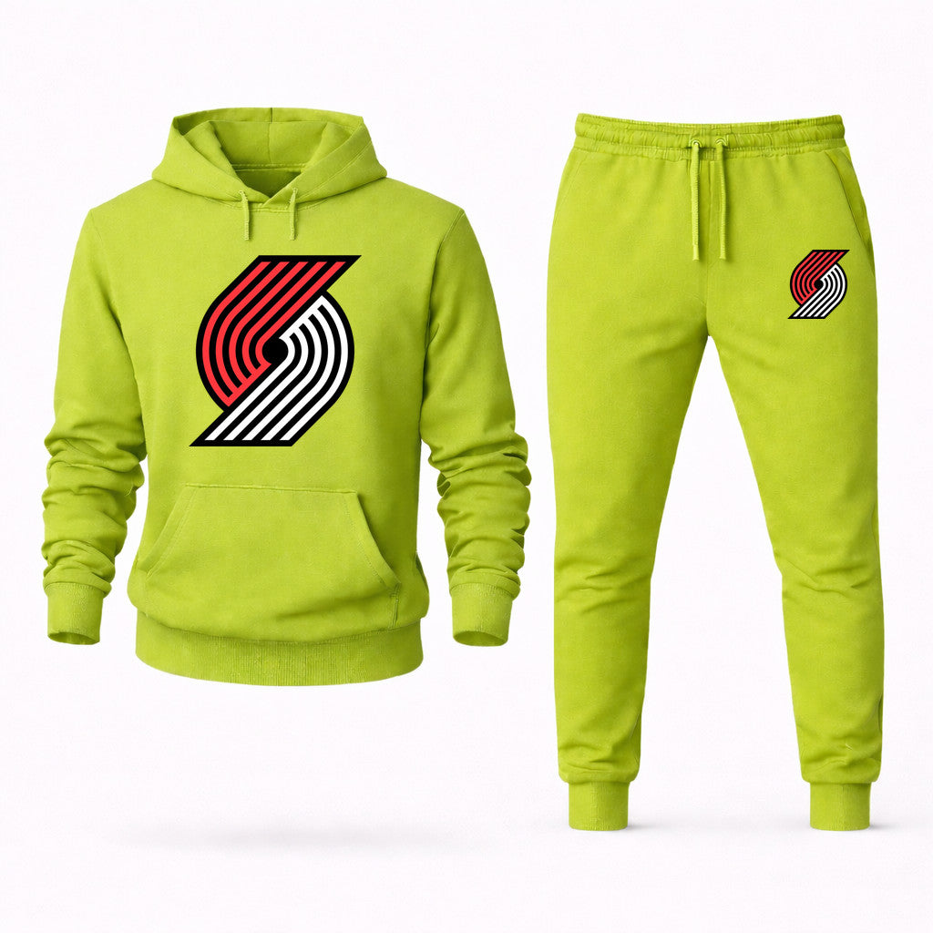 Portland Trail Blazers Hoodie and Joggers Set - Lime Green
