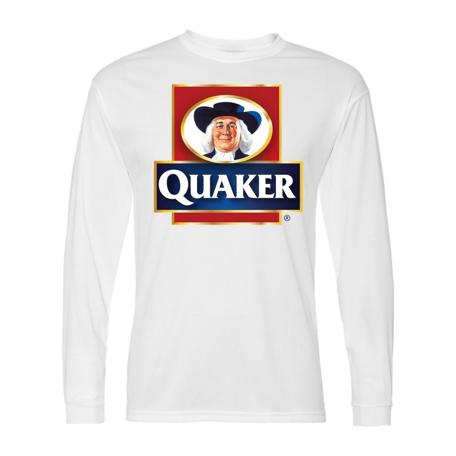Men's Quaker food Polyester Long Sleeve T-Shirt - White