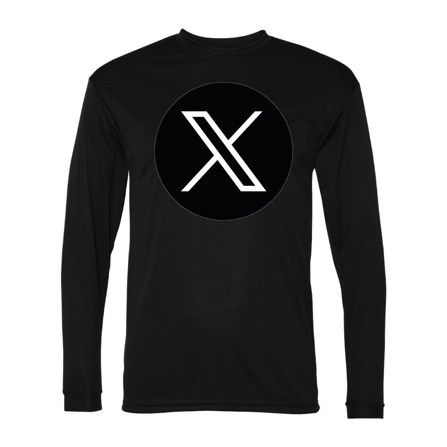 Men's Twitter X Polyester Long Sleeve T-Shirt - Black