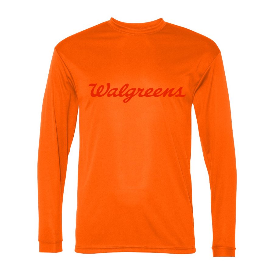 Men's Walgreens Polyester Long Sleeve T-Shirt - Safety Orange