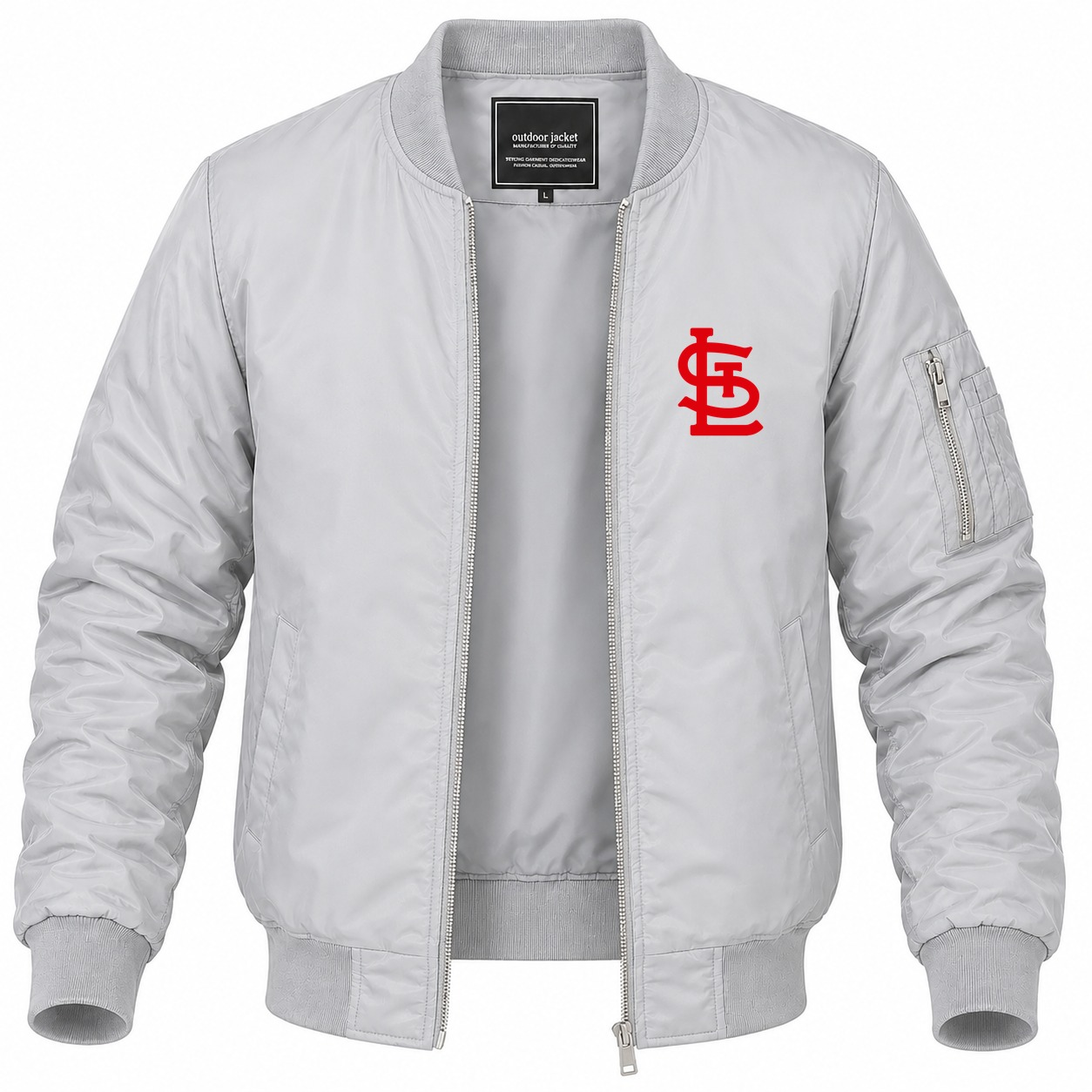 Men's St. Louis Cardinals Lightweight Bomber Jacket - Gray
