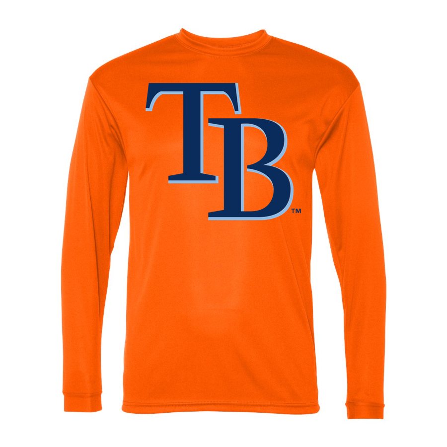 Men's Tampa Bay Rays Polyester Long Sleeve T-Shirt - Safety Orange