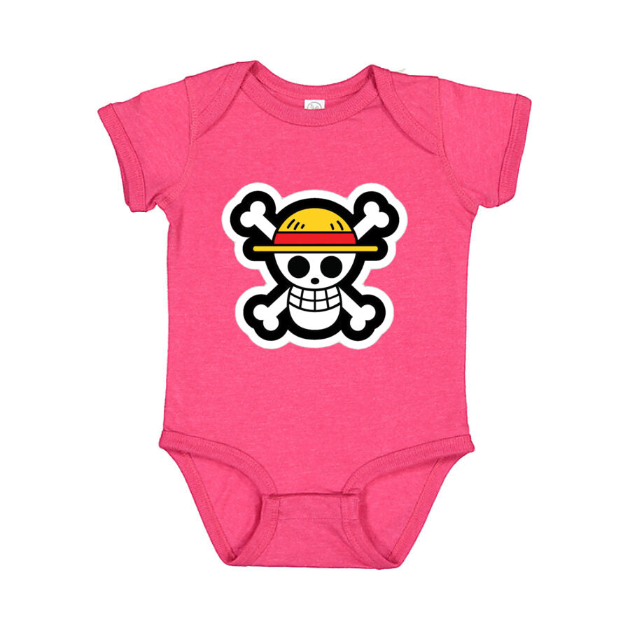 Straw Hat Luffy Baby Romper Onesie - Pink