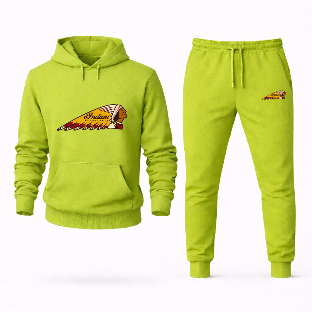 Indian Motorcycle Hoodie and Joggers Set - Lime Green