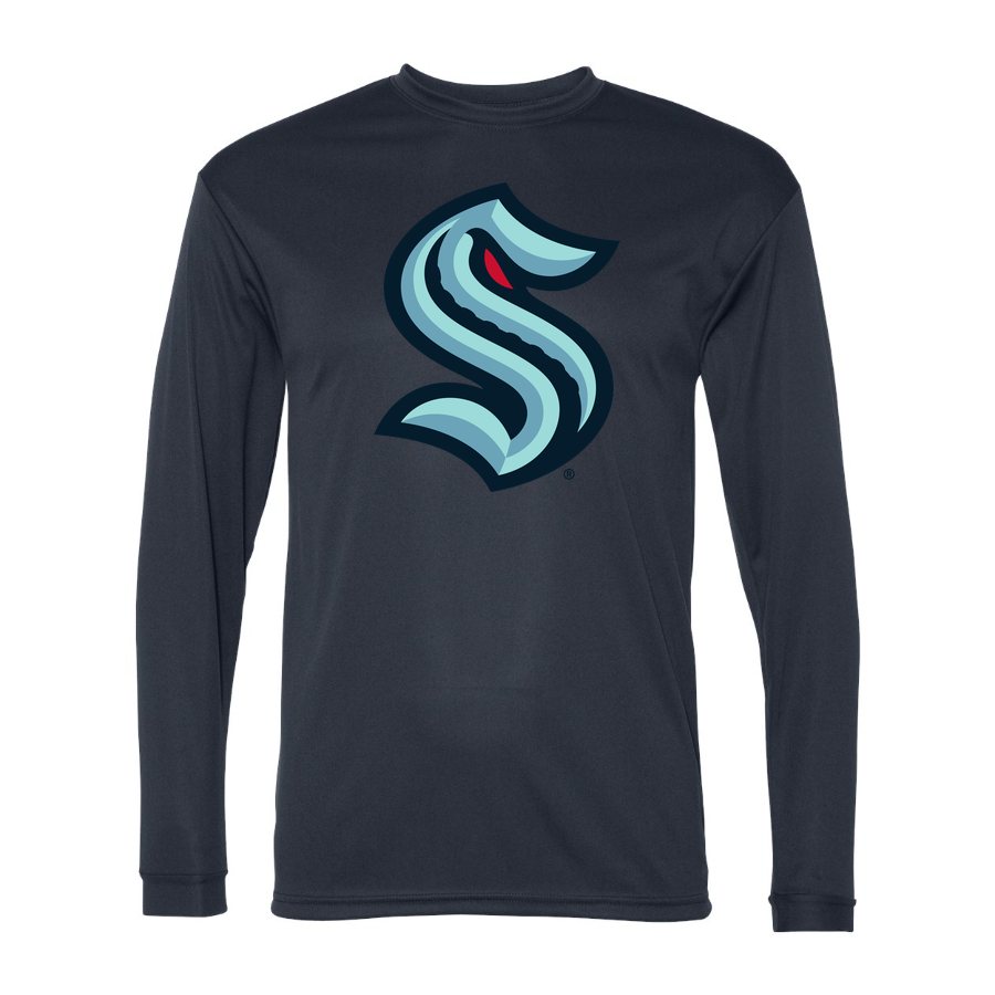 Men's Seattle Kraken Polyester Long Sleeve T-Shirt - Navy