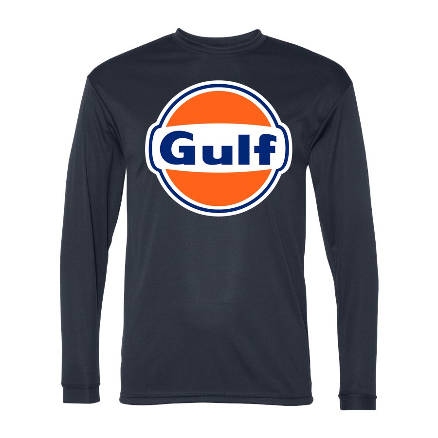 Men's Gulf Oil Polyester Long Sleeve T-Shirt - Navy
