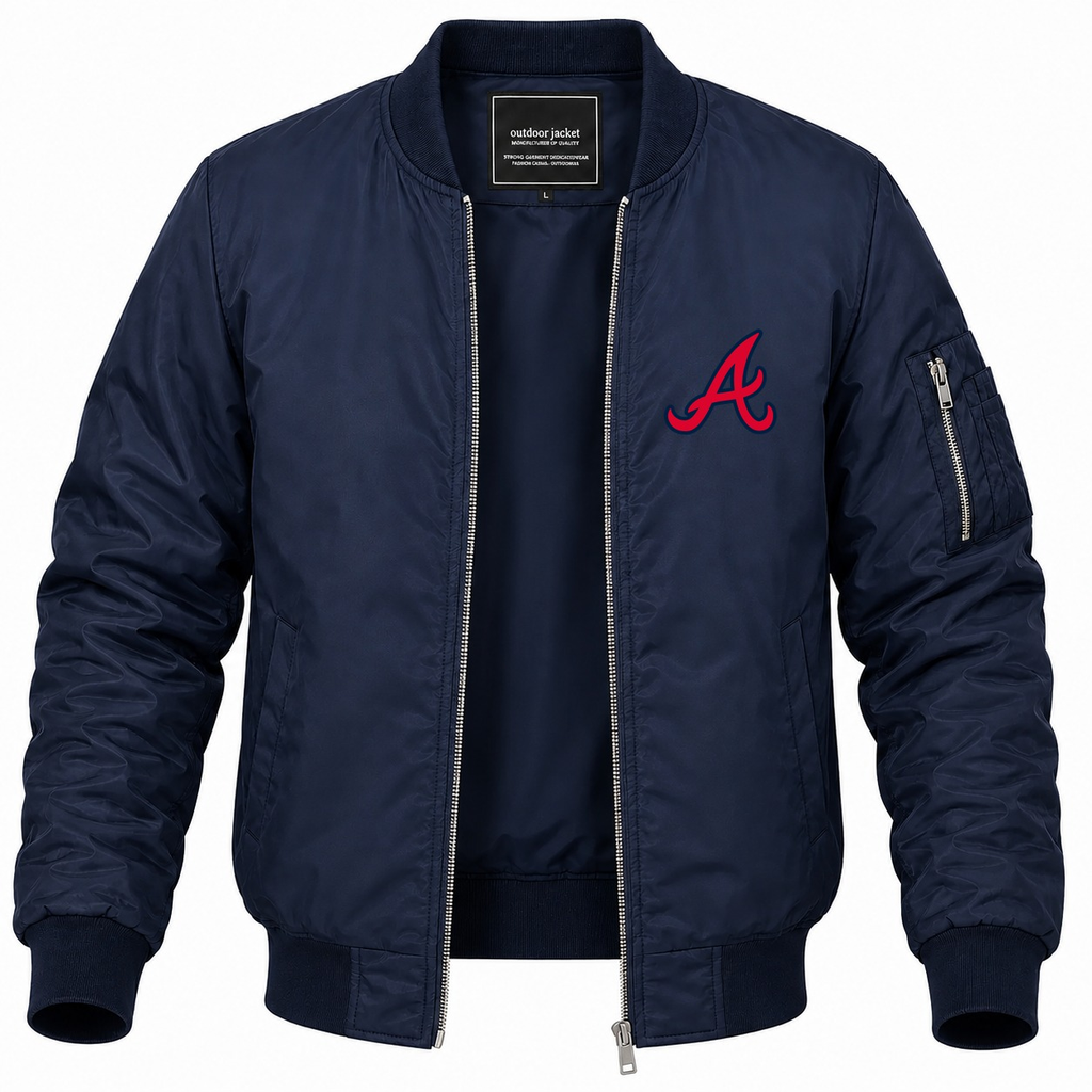Men's Atlanta Braves Lightweight Bomber Jacket - Navy