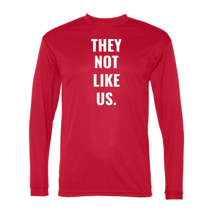 Men's They Not Like Us Polyester Long Sleeve T-Shirt - Red