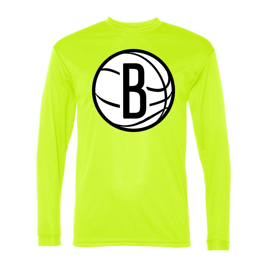 Men's Brooklyn Nets Polyester Long Sleeve T-Shirt - Safety Yellow