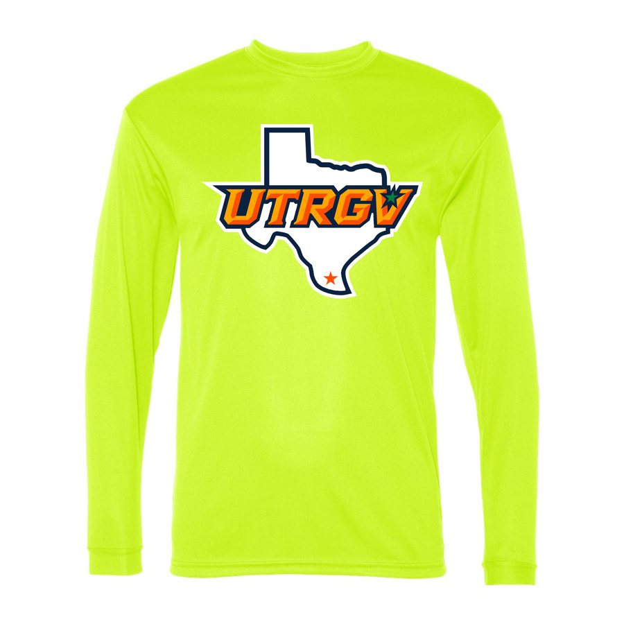 Men's UTRGV Vaqueros Polyester Long Sleeve T-Shirt - Safety Yellow