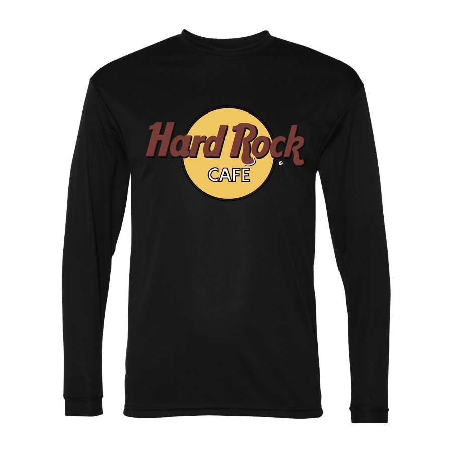 Men's Hard Rock Cafe Polyester Long Sleeve T-Shirt - Black