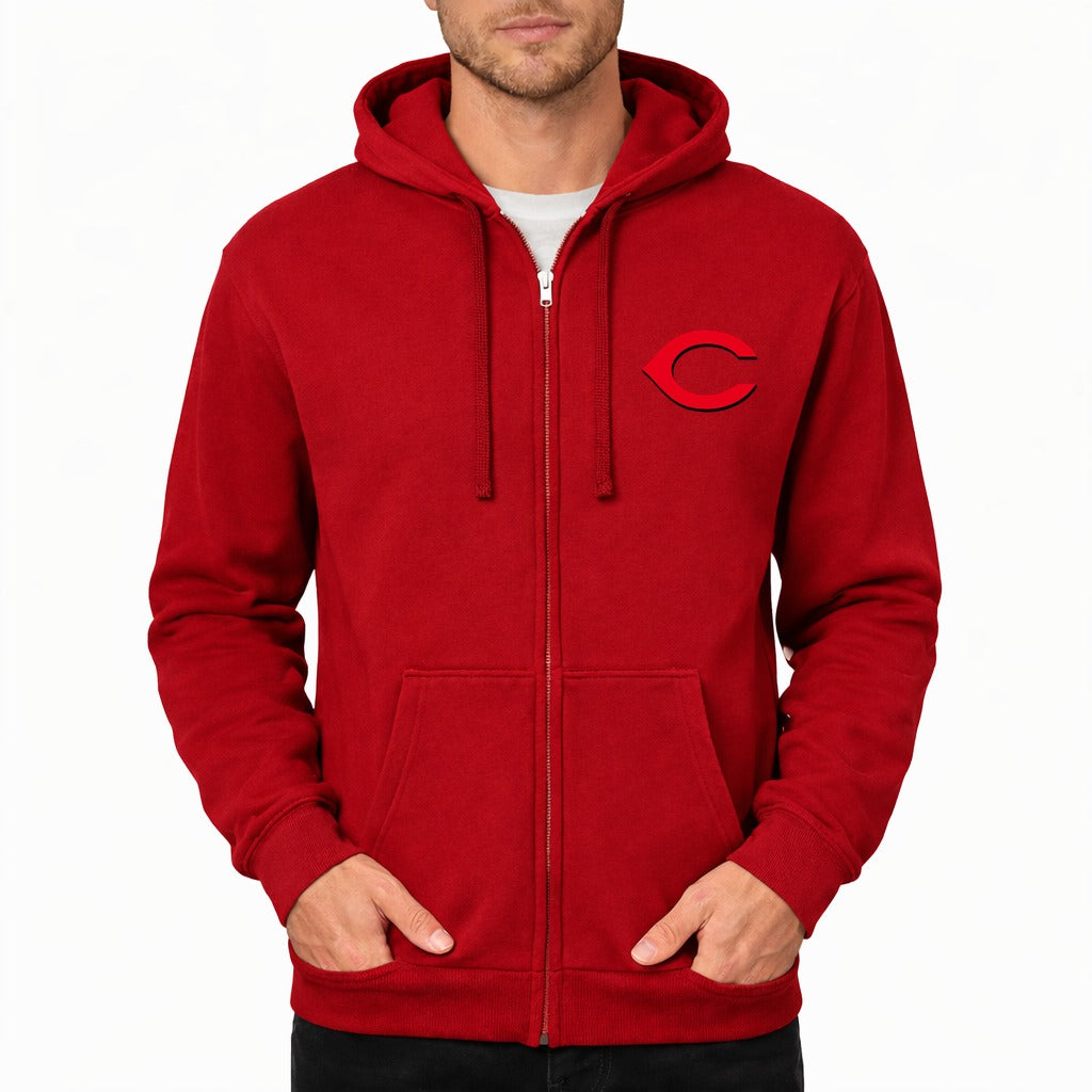 Men's Cincinnati Reds Zipper Hoodie - Red