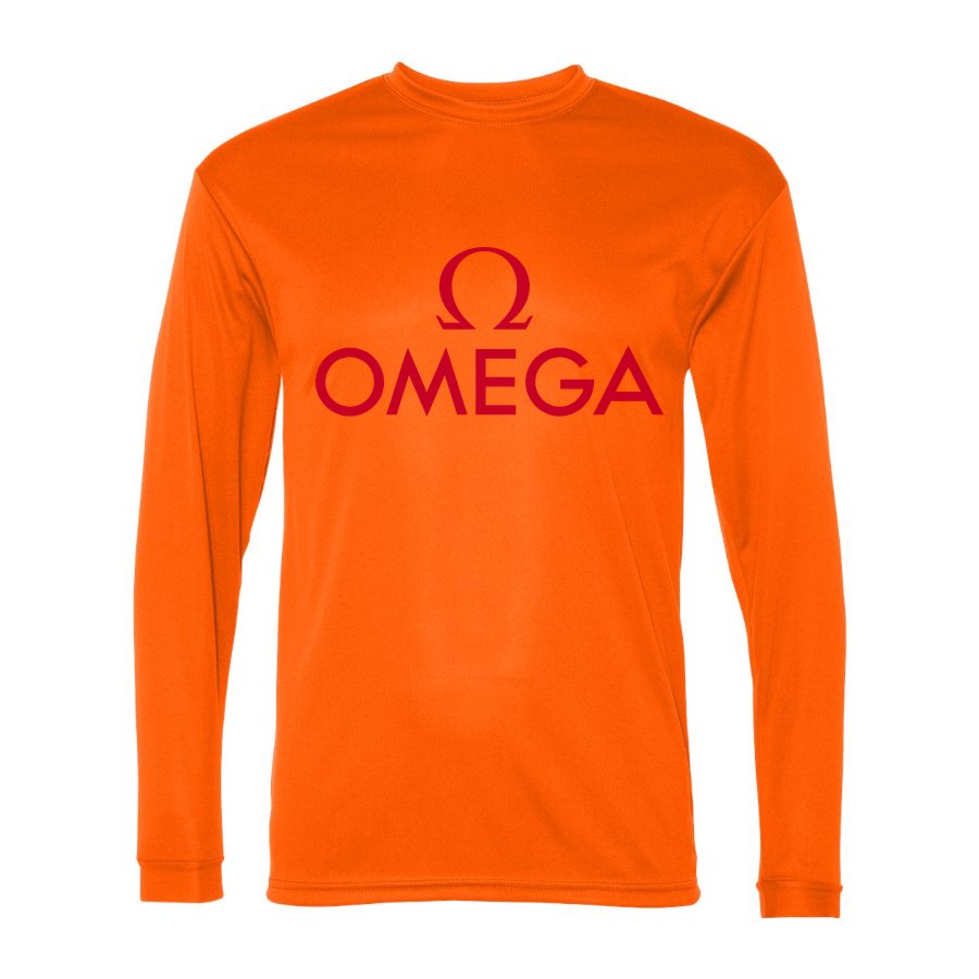 Men's Omega Polyester Long Sleeve T-Shirt - Safety Orange