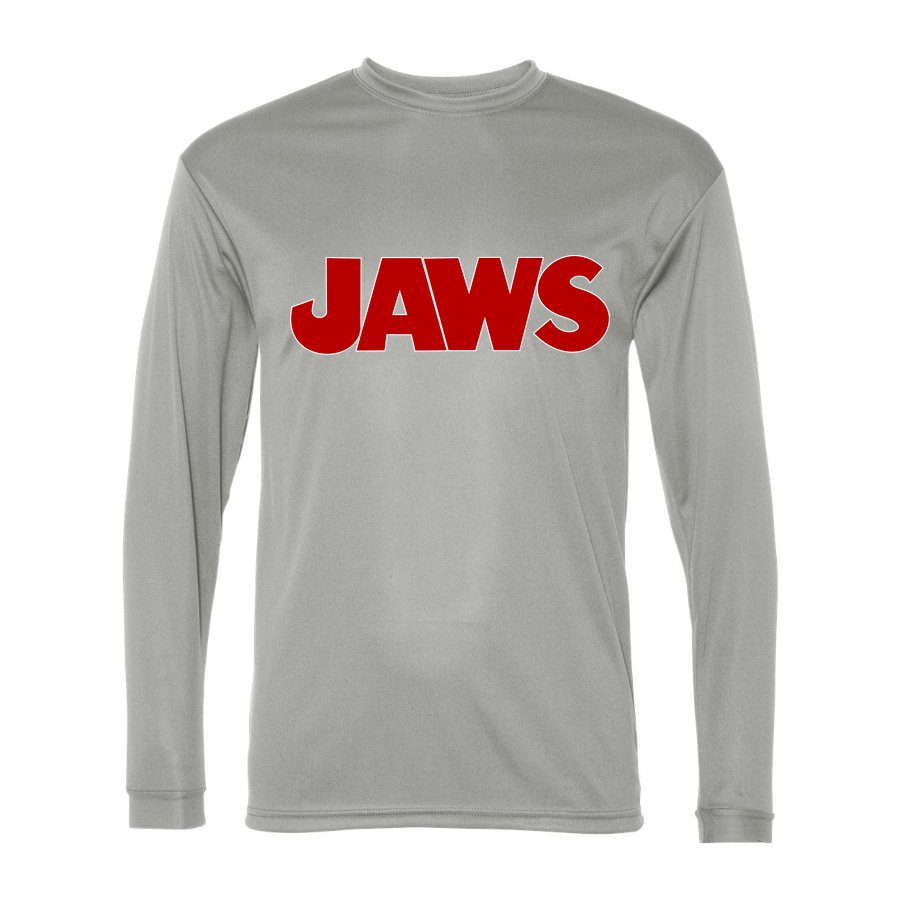 Men's Jaws Polyester Long Sleeve T-Shirt - Silver
