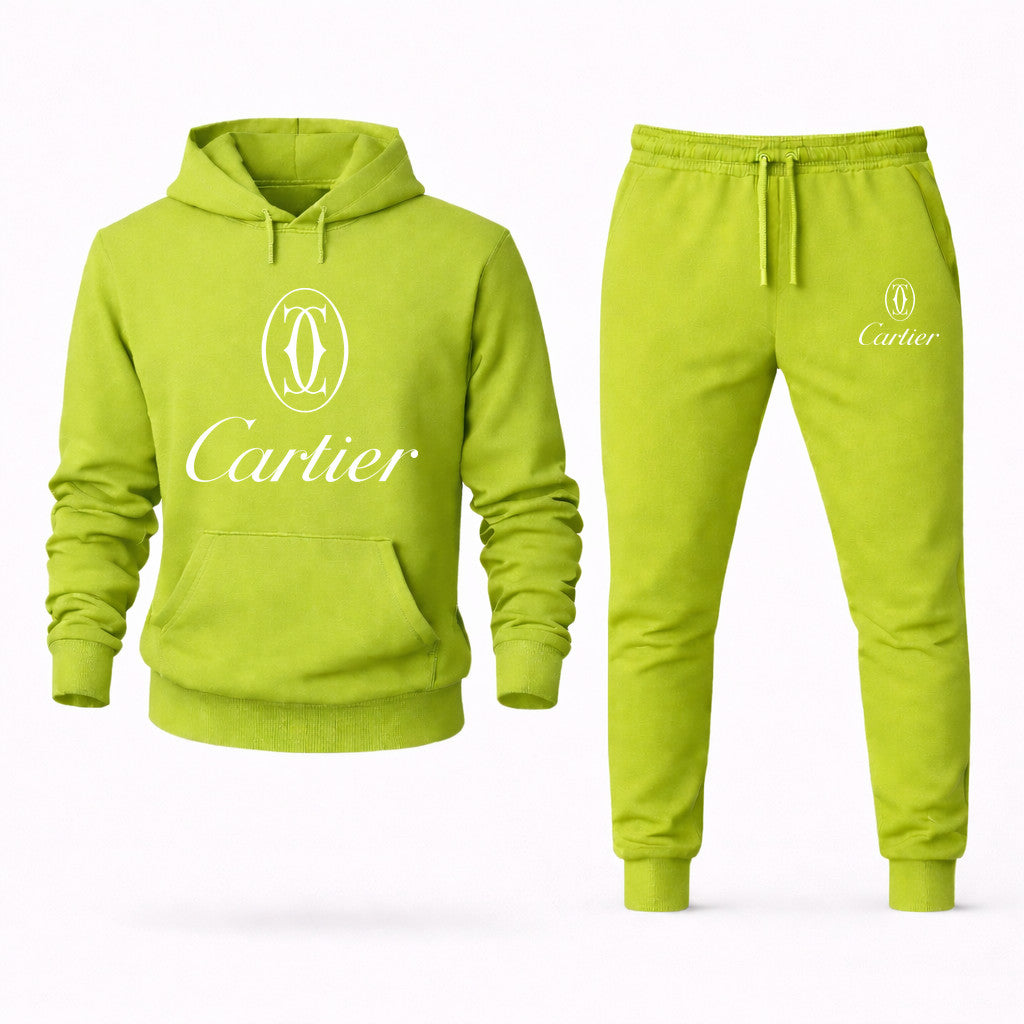 Cartier White Hoodie and Joggers Set - Lime Green
