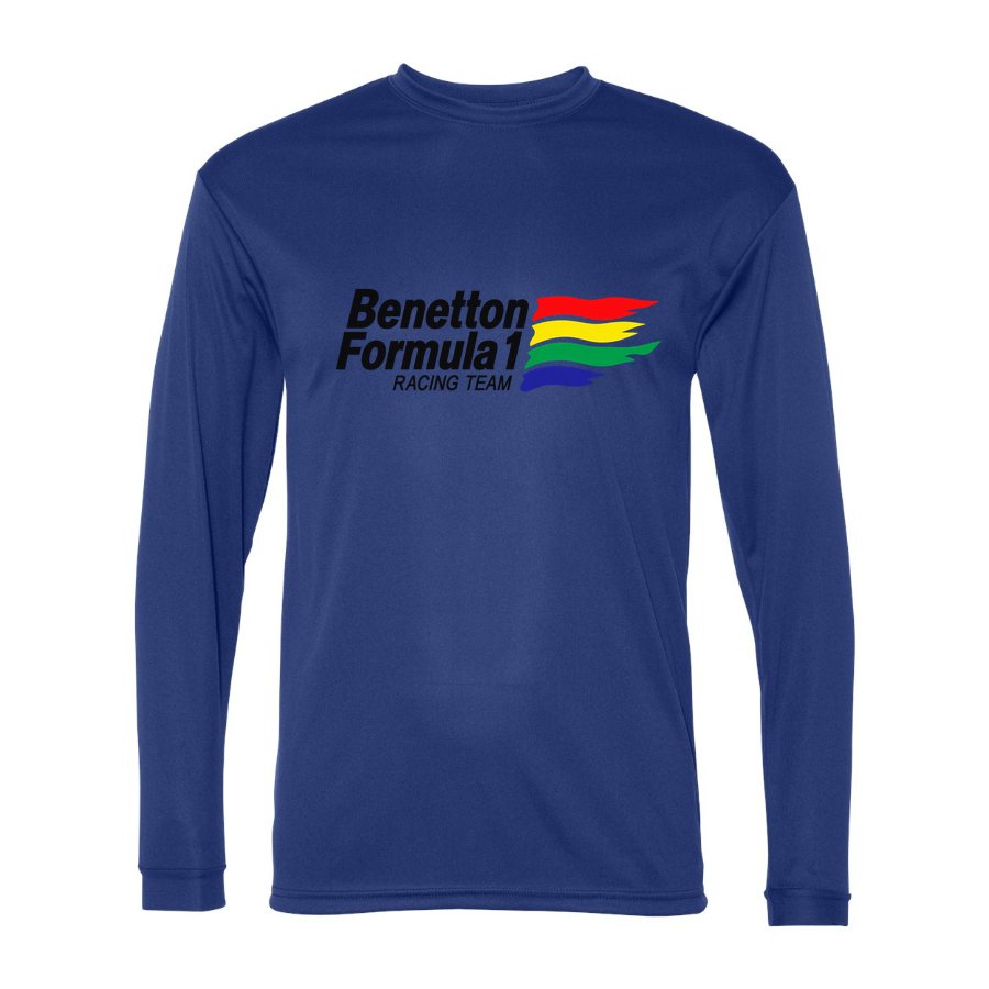 Men's Benetton Formula 1 Racing Team Polyester Long Sleeve T-Shirt - Royal Blue
