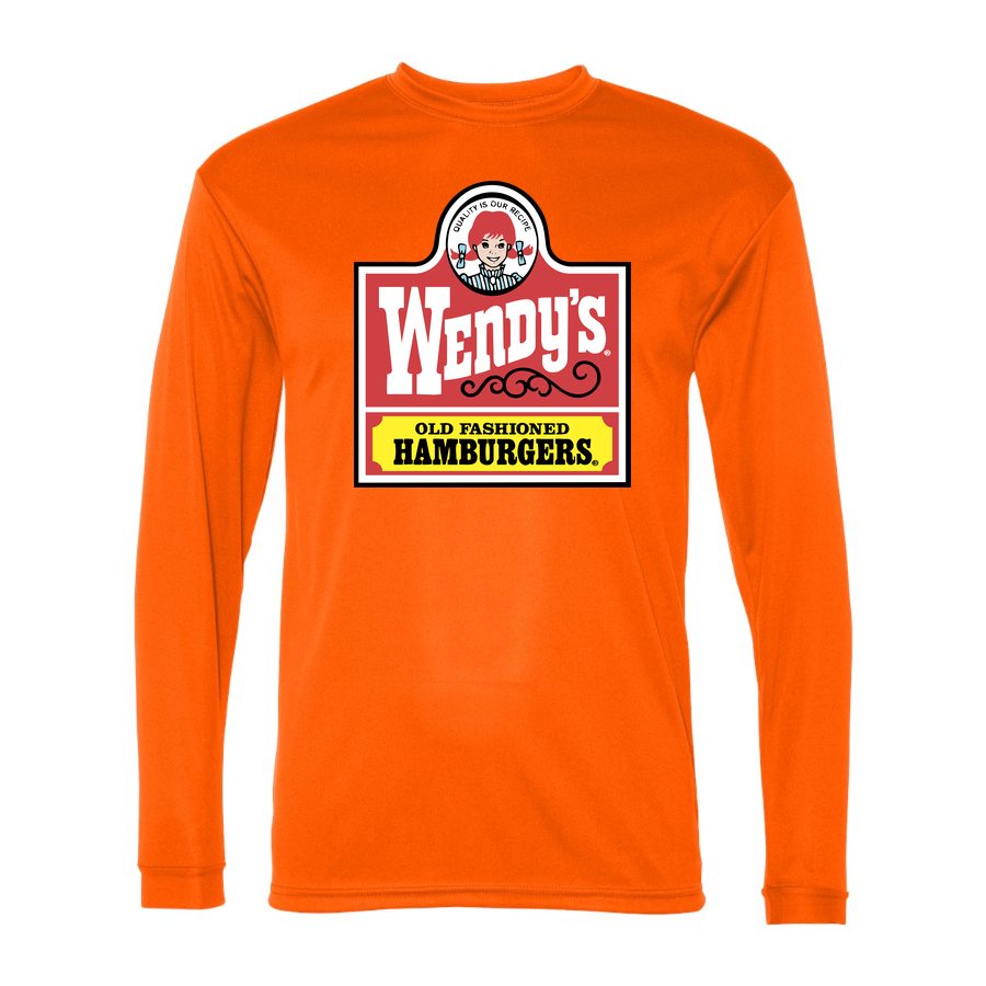 Men's Wendy's Polyester Long Sleeve T-Shirt - Safety Orange