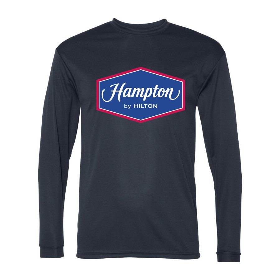 Men's Hampton Polyester Long Sleeve T-Shirt - Navy