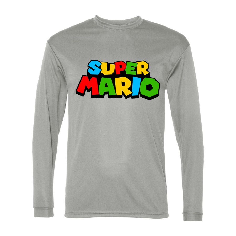 Men's Super Mario Polyester Long Sleeve T-Shirt - Silver