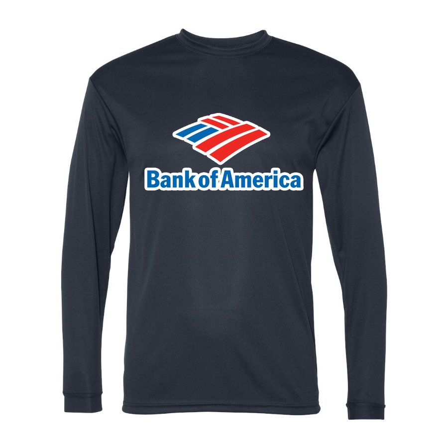 Men's Bank of America Polyester Long Sleeve T-Shirt - Navy