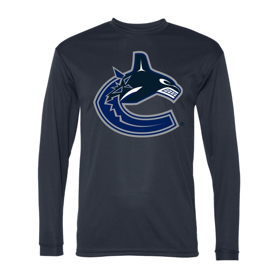 Men's Vancouver Canucks Polyester Long Sleeve T-Shirt - Navy