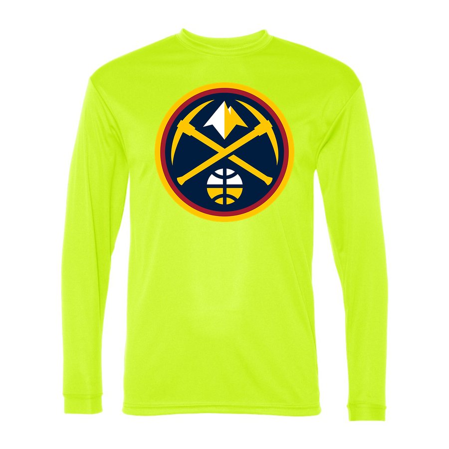 Men's Denver Nuggets Polyester Long Sleeve T-Shirt - Safety Yellow