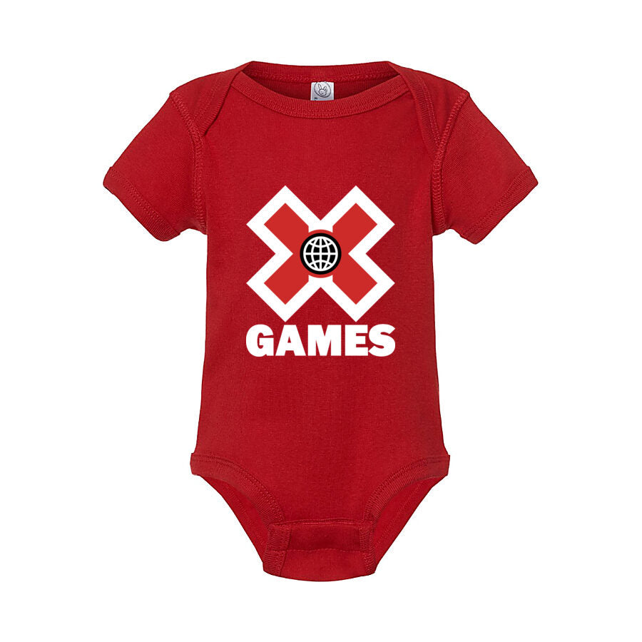 X Games White Logo Baby Romper Onesie - Red