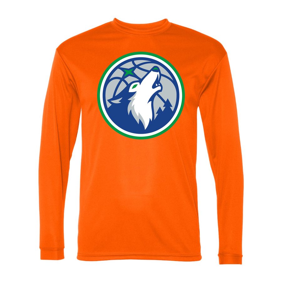 Men's Minnesota Timberwolves Polyester Long Sleeve T-Shirt - Safety Orange
