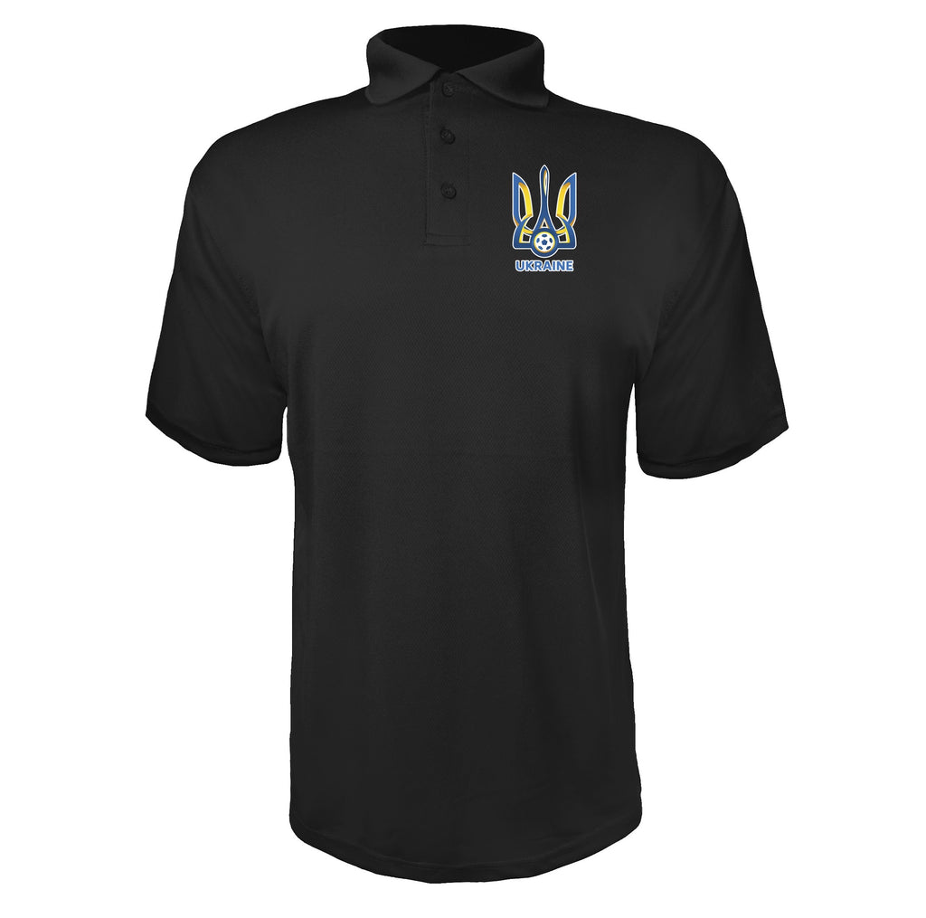 Ukraine National Football Soccer Team Black polyester polo