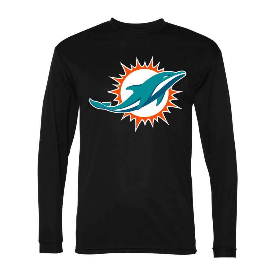 Men's Miami Dolphins Polyester Long Sleeve T-Shirt - Black