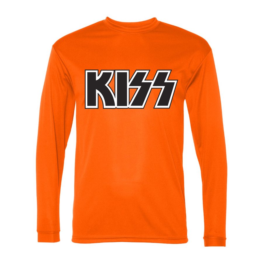 Men's Kiss Polyester Long Sleeve T-Shirt - Safety Orange