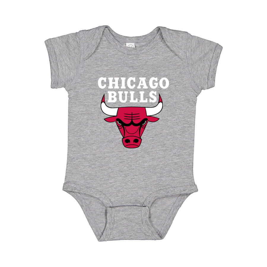 Chicago Bulls White Logo Baby Romper Onesie - Gray