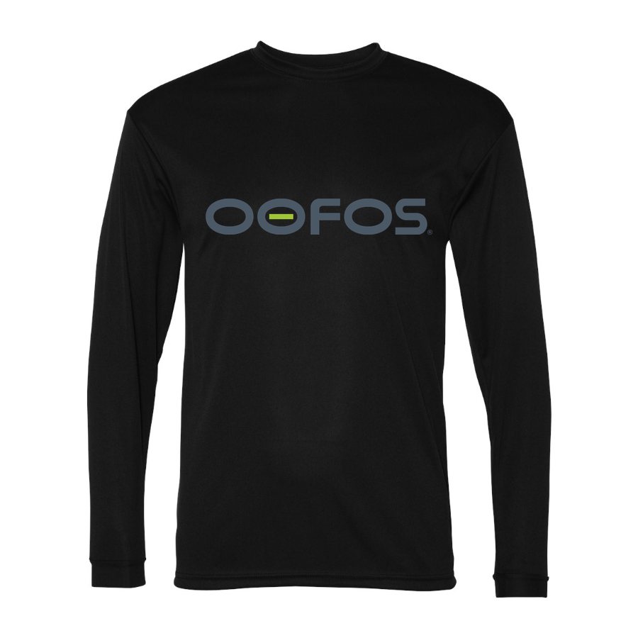 Men's Oofos Polyester Long Sleeve T-Shirt - Black