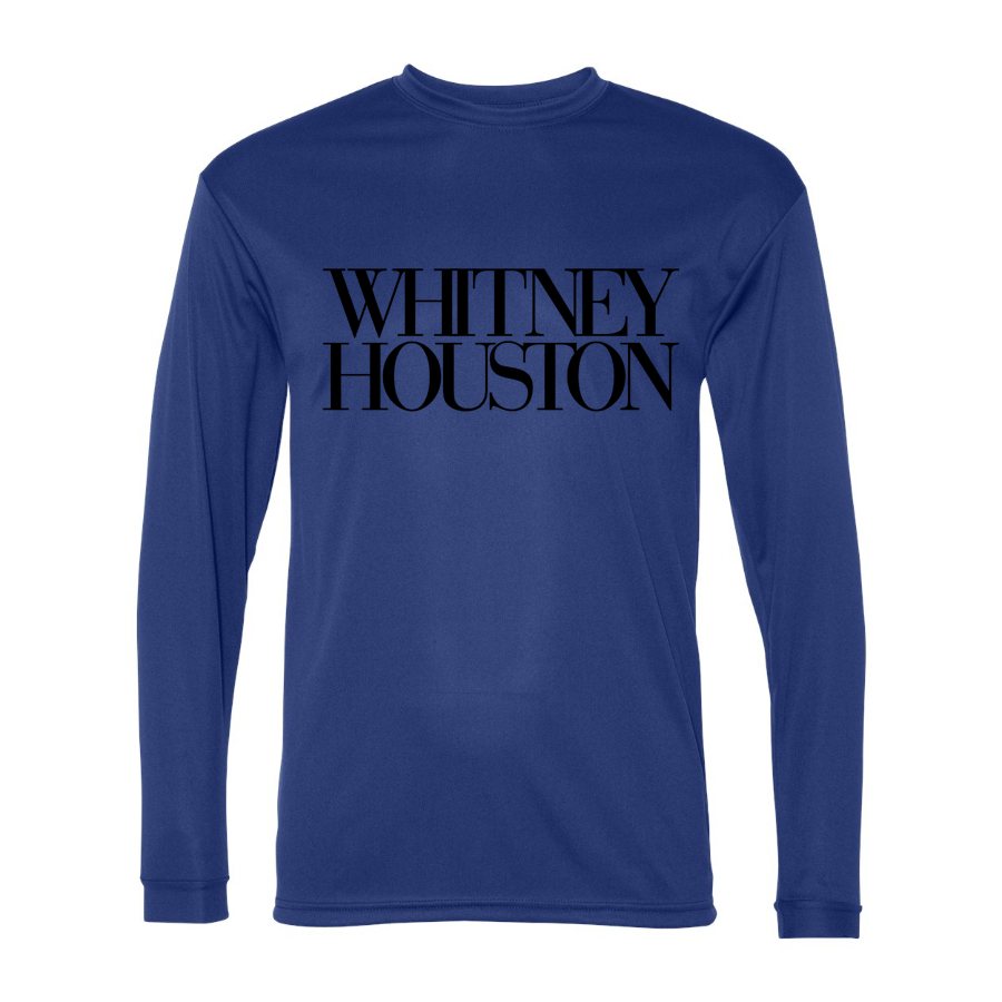 Men's Whitney Houston Polyester Long Sleeve T-Shirt - Royal Blue