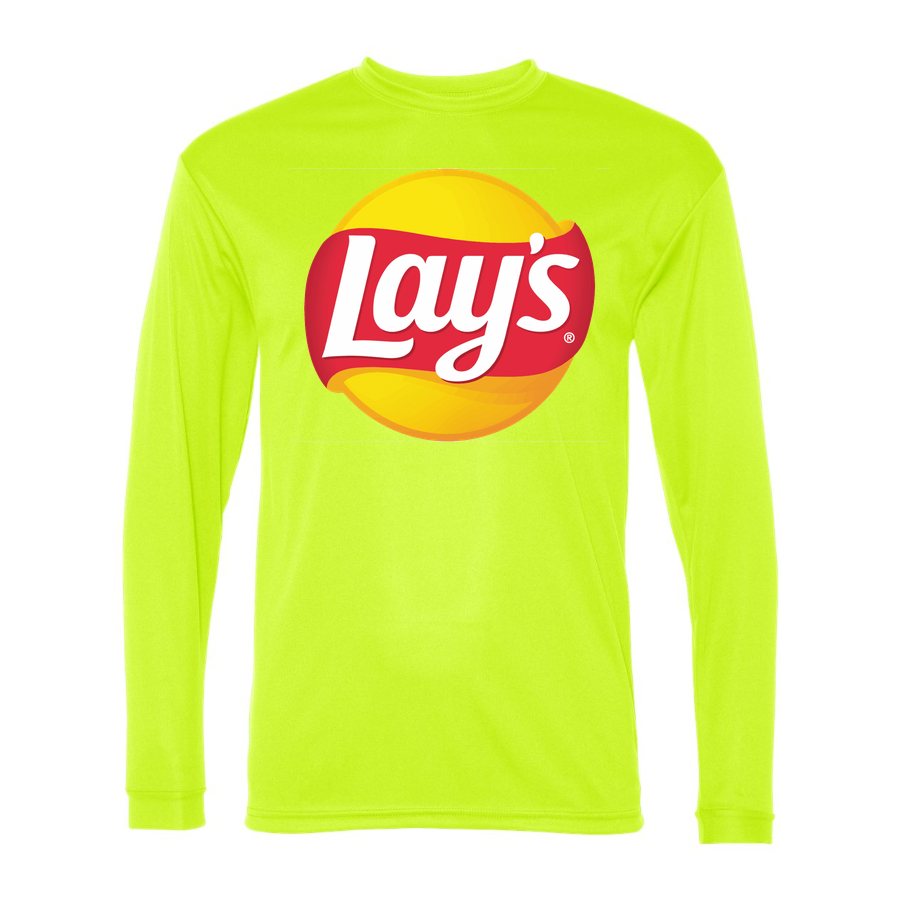 Men's Lays food Polyester Long Sleeve T-Shirt - Safety Yellow