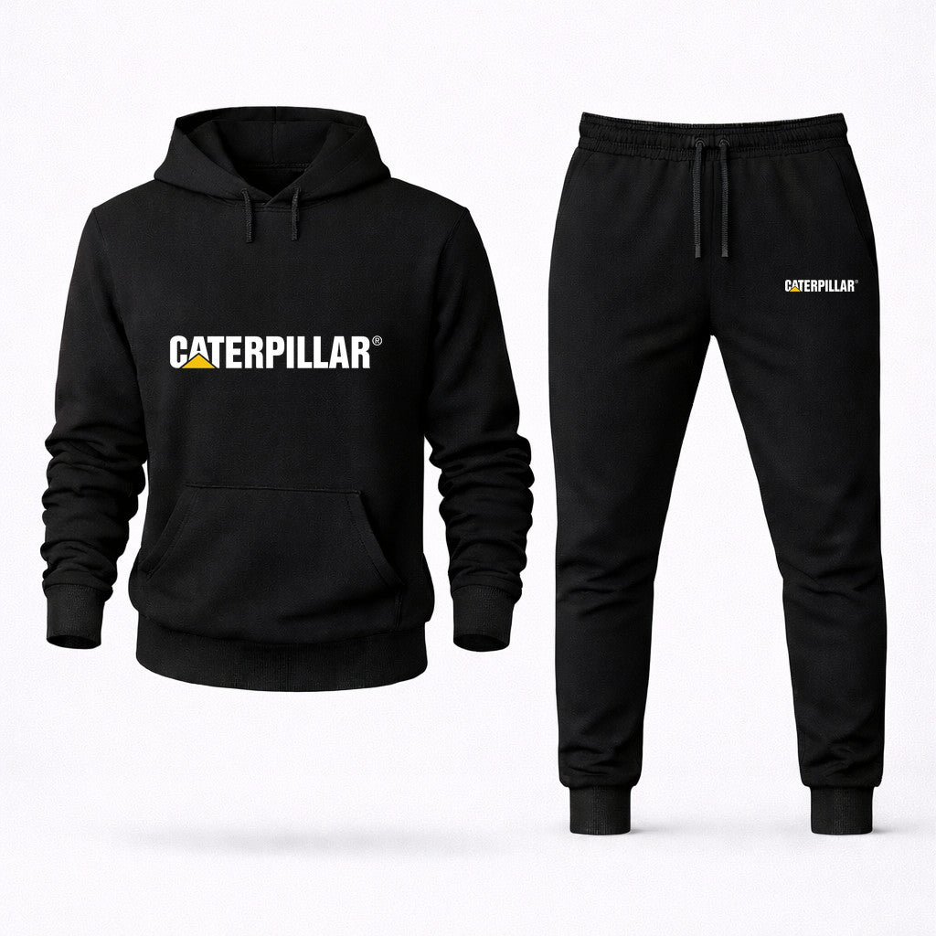 Caterpillar White Hoodie and Joggers Set - Black