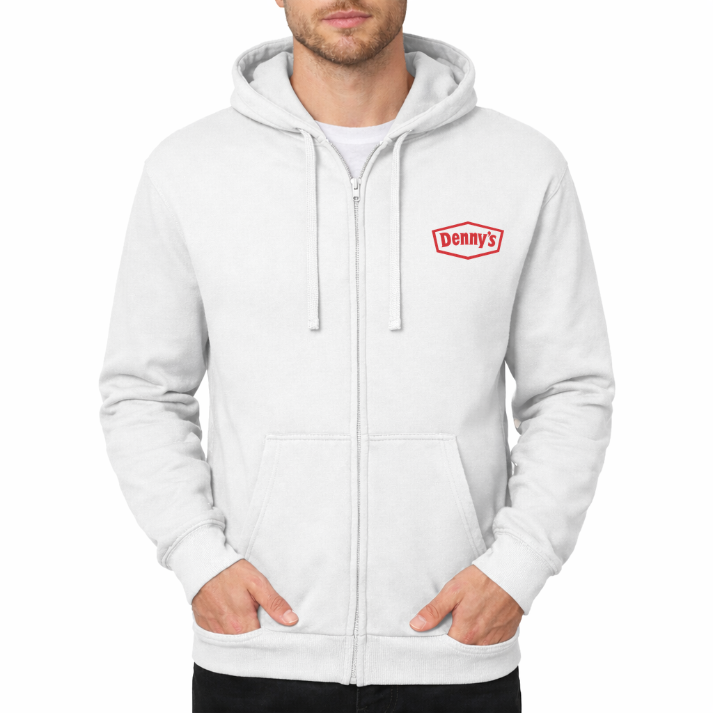 Dennys Logo2 Zipper Hoodie - White