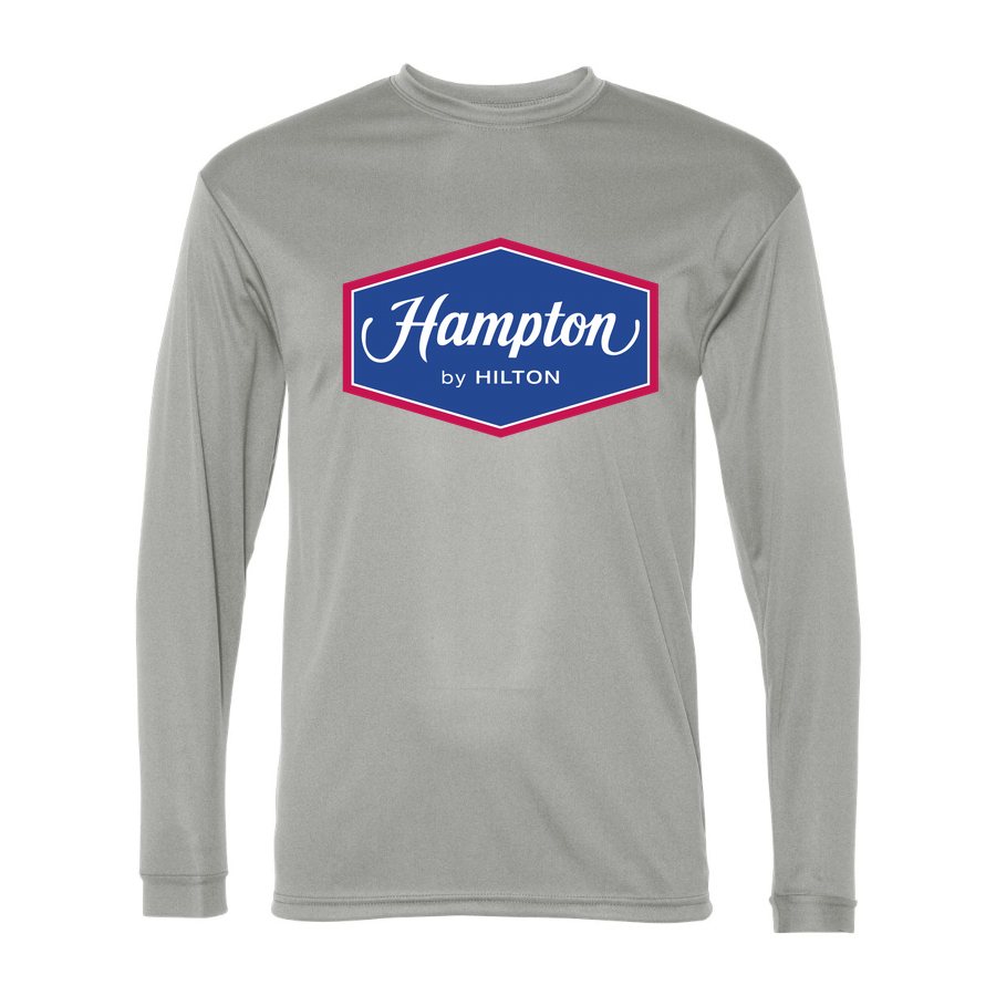 Men's Hampton Polyester Long Sleeve T-Shirt - Silver