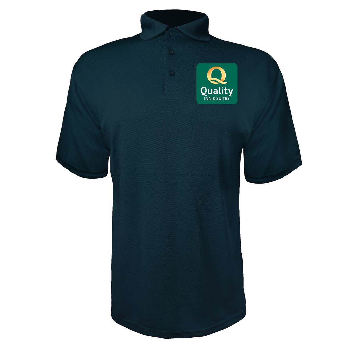 Quality Inn & Suites men's polyester polo in Navy