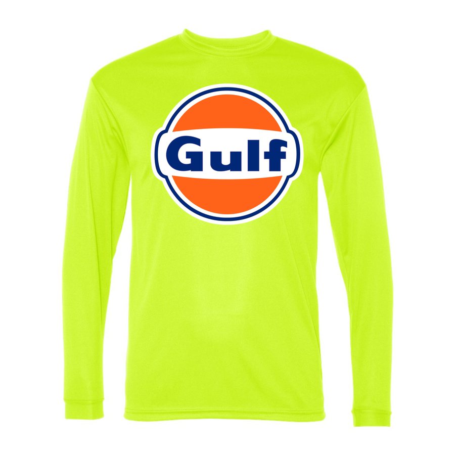 Men's Gulf Oil Polyester Long Sleeve T-Shirt - Safety Yellow
