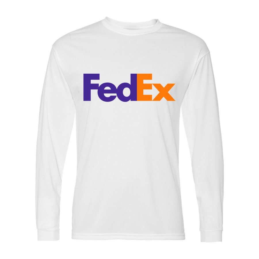 Men's FedEx Polyester Long Sleeve T-Shirt - White