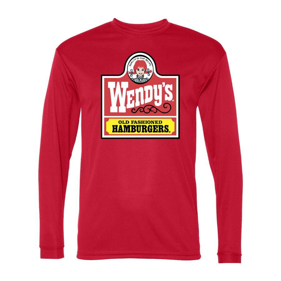 Men's Wendy's Polyester Long Sleeve T-Shirt - Red