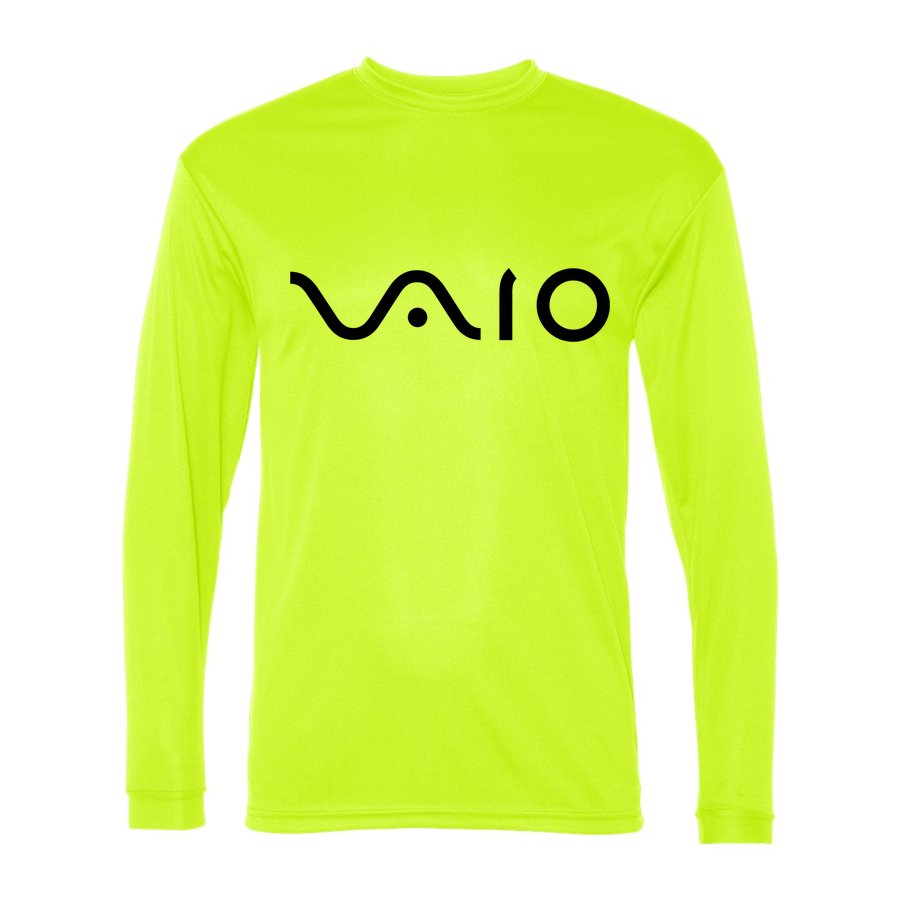 Men's Sony VAIO Black Logo Polyester Long Sleeve T-Shirt - Safety Yellow