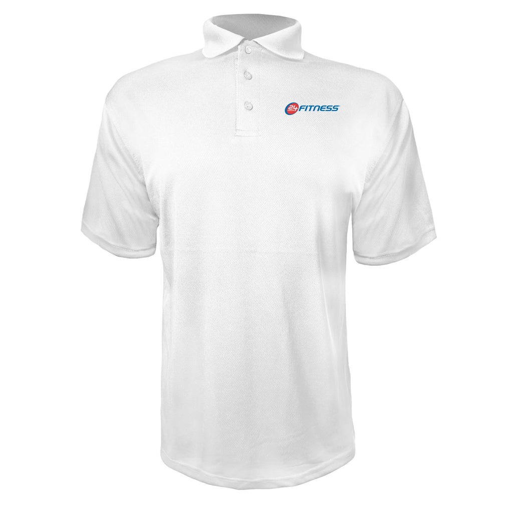 24 Hour Fitness men's polyester polo in White