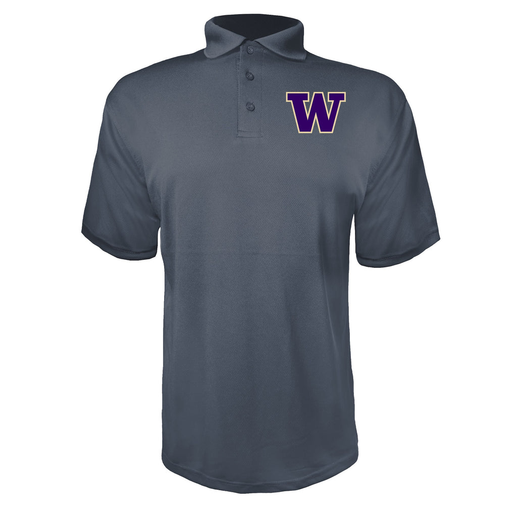 Washington Huskies Charcoal polyester polo