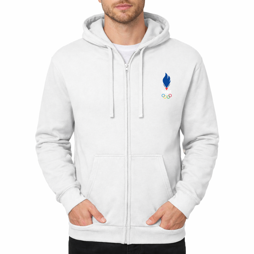 Men's France 2024 white Zipper Hoodie - White