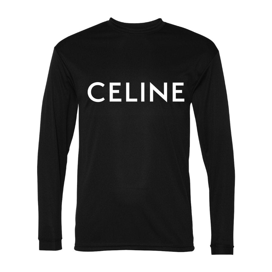 Men's Celine white Polyester Long Sleeve T-Shirt - Black