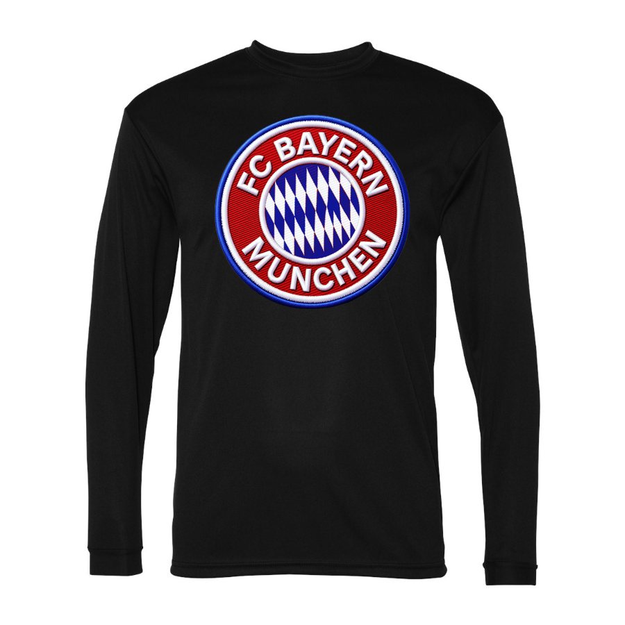 Men's FC Bayern Munich Polyester Long Sleeve T-Shirt - Black