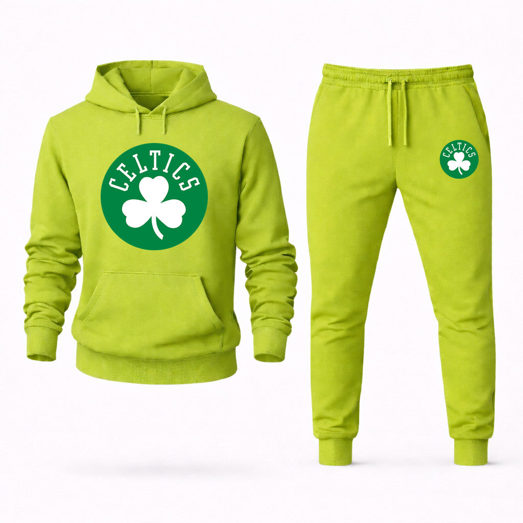 Boston Celtics Hoodie and Joggers Set - Lime Green