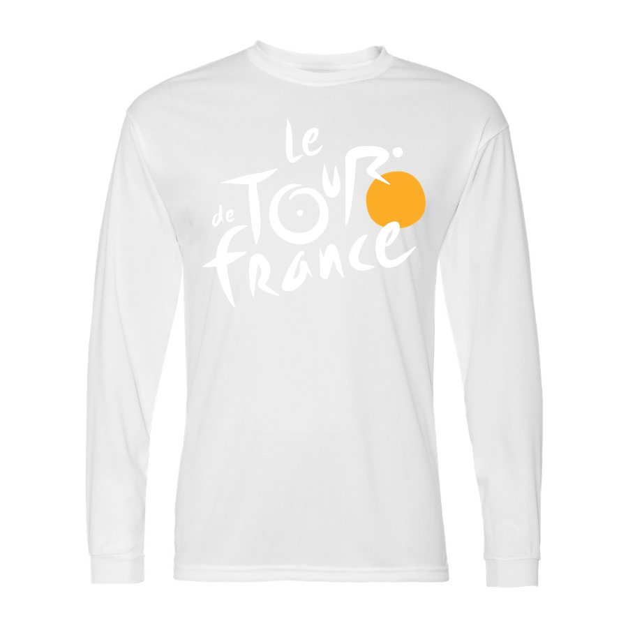 Men's Tour de France White Logo Polyester Long Sleeve T-Shirt - White